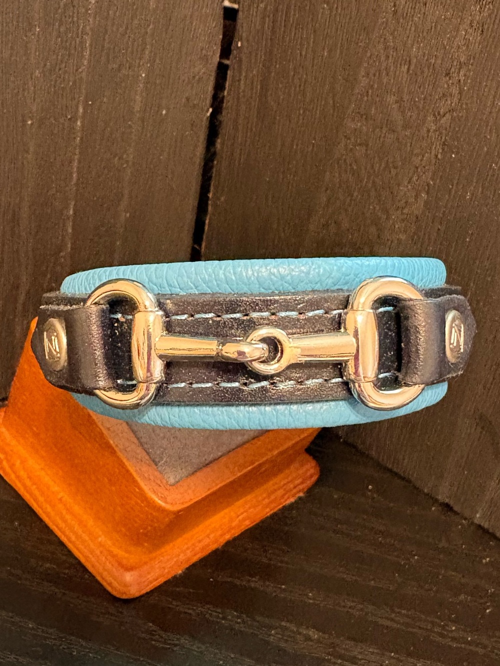 Noble Outfitters leather bracelet turquoise horse bit adjustable - nice